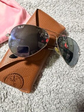 Ray-Ban Aviator Sunglasses - Black Lenses, Gold Frame